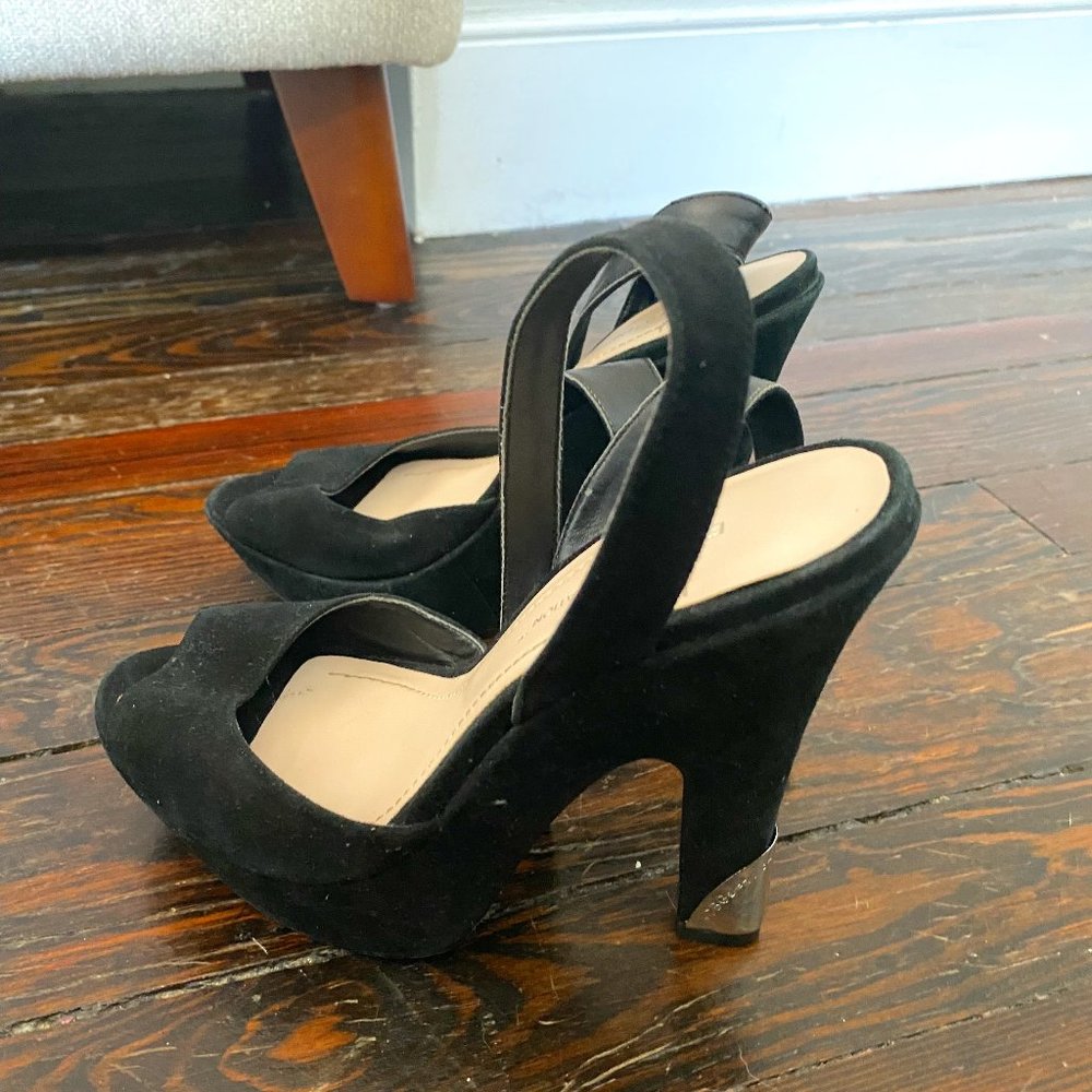 BCBG Black Platform Heels with Ankle Strap